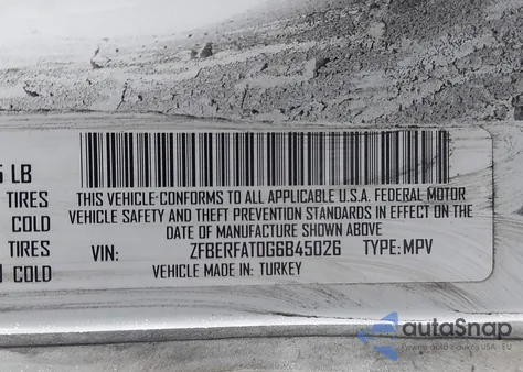 2016 Ram Promaster City Tradesman из США, поврежденный, VIN ZFBERFAT0G6B45026